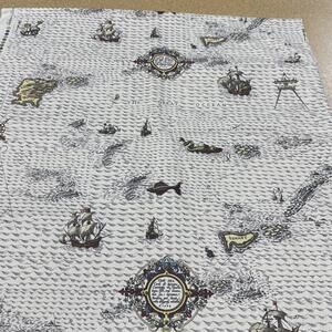 VTG The Mulberry Co Fabric Piece 55”x56” The Great Ocean Design ~ 1993